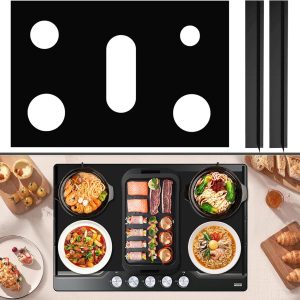 Stove Top Covers For Gas Stove Non-Stick Stove Guards for Kitchen Cooking Gas Range Protector Fit for Samsung Range Stove Mat Dishwasher Safe,Easy To Clean, 2pcs Gap Cover Included