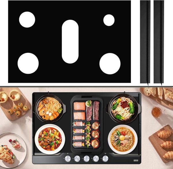 Stove Top Covers For Gas Stove Non-Stick Stove Guards for Kitchen Cooking Gas Range Protector Fit for Samsung Range Stove Mat Dishwasher Safe,Easy To Clean, 2pcs Gap Cover Included