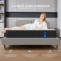 12 Inch Black Queen Spring Mattress,Medium Firm with Gel Memory Foam,Individually Pocketed Coil,Fiberglass-Free Fire Retardant CertiPUR-US Certified,80"*60"*12" - Image 4