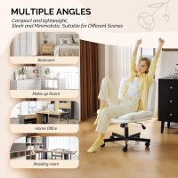 VINGLI Swivel Armless Criss Cross Chair with Dual-Use Wheels,Adjustable Height Cross-Legged Office Desk Chair, Vanity Chair, Rolling Computer Chair for Home,Teddy Fleece Beige - Image 8