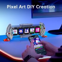 Divoom Times Gate - Cyberpunk Gaming Setup Digital Alarm Clock, Smart APP, WiFi Connect, RGB LED Display, Personalized Financial & Bitcoin Dashboard, Pixel Art for Gaming Room & Office Decor, Silver - Image 5