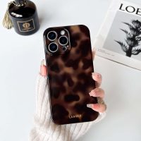 NITITOP Compatible with iPhone 14 Pro Max Case Cute Stylish Leopard Print Amber Aesthetic Tortoise Design for Women Girls Men Soft TPU Shockproof Protective Cover - Brown - Image 4