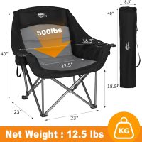 Oversized XL Camping Chairs for Adults Heavy Duty Support 500 lbs Outdoor Folding Chairs Padded Portable Lawn Chairs Camp Chairs with Cup Holder - Image 3