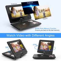 11.5" Portable DVD Player with 9.5" Swivel Screen, 5-Hours Rechargeable Battery,Car DVD Player for Kids,Support CD/DVD/SD Card/USB,Regions Free,Dual Speakers,Black - Image 4