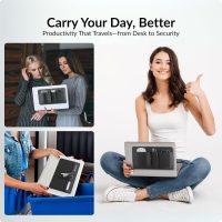 3-Pocket Storage Pouch, Adhesive Laptop Accessory Organizer, for Portable HDD, SSD, USB Drive, Mouse, Cables - Black - Image 6