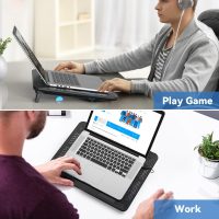TECKNET Laptop Cooling Pad, Portable Slim Quiet USB Powered Laptop Notebook Cooler Cooling Pad Stand Chill Mat with 3 Blue LED Fans, Fits 12-17 Inches (Black) - Image 7