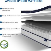 Avenco King Mattress, Hybrid King Size Mattress in a Box, 12 Inch King Size Mattresses with Comfort Foam and Pocket Coils for Pressure Relief Motion Isolation - Image 3