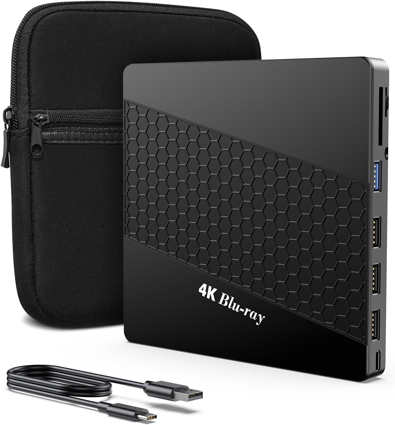 External 4k Blu Ray Drive for Pc,Portable 4k UHD Blu Ray Player,SD/TF Port with Carry Case, US8 3.0 HD Blu-Ray Player,DVD+/-RW External Optical Drive for MacBook Pro Windows Laptop