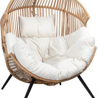 Shintenchi Wicker Egg Chair Outdoor Rattan Patio Chair with Cushion,Oversized Patio Lounge Chairs with Cushion Egg Basket Chair, Egg Seat for Indoor Living Room Bedroom Outside Patio Backyard Balcony - Image 10