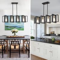 35.4" Kitchen Island Lighting Fixture, Dining Room 4 Lights Chandeliers, Black Wood+Metal Pendant Light for Foyer Hallway Living Room - Image 6