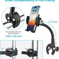 Stroller Buggy Phone Holder, Flexible Phone Mount for Bicycle Pram Scooter Exercise Bike Treadmill, Tube Pole Handlebar Clamp Compatible with iPhone 16 Pro Max, 15 14 13 Mini, All Smartphone - Image 5