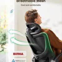 Marsail Ergonomic Office Chair: Office Computer Desk Chair with High Back Mesh and Adjustable Lumbar Support Rolling Work Swivel Task Chairs with Wheel 3D Armrests and Headrest - Image 5