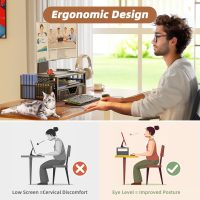 Simple Trending 2 Tier Metal Monitor Stand Monitor riser and Computer Desk Organizer with Drawer and Pen Holder for Laptop, Computer, iMac, Black - Image 6