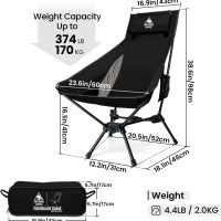 OneTigris Tigerblade High Back Camping Chair with Pillow Design, Comfortable Widened Seat Folding Chair - Image 2