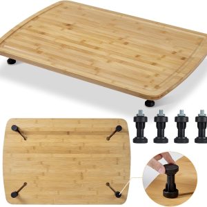 GarveeHome Bamboo Stovetop Cover Cutting Board with Legs and Juice Grooves, XXX Large Stove Top Cover for Gas Burners Stove Top, Cooktop Protector Noodle Board Stove Cover for RV Stove, Natural