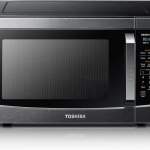 TOSHIBA ML-EM45PIT(BS) Countertop Microwave Oven with Inverter Technology, Kitchen Essentials, Smart Sensor, Auto Defrost, 1.6 Cu.ft, 13.6" Removable Turntable, 33lb.&1250W, Black Stainless Steel