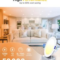 Ensenior 12 Pack 6 Inch LED Recessed Ceiling Light, Dimmable, 6000K Clear White, 1050LM 12W 120V, High Brightness Canless Wafer Downlight - ETL&FCC&IC - Image 2