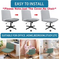 Vanity Chair Cover Criss Cross Chair Cover Waterproof and Elastic Armless Chair Slipcover Armless Chair Covers Office Chair Covers (Green,Just The Cover,No Chair) - Image 5