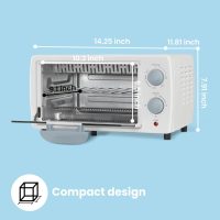 COMFEE' Countertop Oven, Small Toaster Oven Combo 4 slice, Mini Oven for 9" Pizza, Compact Oven, Bake, Broil, 950W, White, CTO-E101A(WH) - Image 6