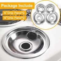 Drip Pans Electric Stove Drip Pans, Chrome Stove Drip Pans Replacement Compatible for Most Plug-in Electric Ranges include Silver 2 * 6in and 2 * 8in - Image 3