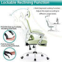 DUMOS Office Desk Chair with Footrest Ergonomic Gaming Chair for Adults Computer Mesh, Lumbar Support,Swivel Reclining with Headrest, Comfy Armrest for Home, Office, Work, Study, Light Green - Image 4