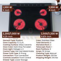 RRE303TS Electric Range Oven with Timer and AirFry Infrared Stove Burners, True Convection, Easy Reach Racks, 30", Stainless Steel - Image 6