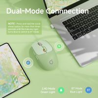 EWEADN Q5 Wireless Mouse, Bluetooth & 2.4G Quiet Computer Mouses with 1600 DPI, Battery Level Display, Ergonomic Office Mouse,6 Button Portable Cute Cordless Mice for Laptop/PC/Mac- Green - Image 3