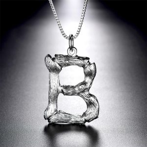 Statement Bamboo Necklace for Women14K Gold/Silver Plated Initial Name Pendant Necklace Big Bamboo Letter Charm Necklace