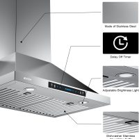 IKTCH 36-inch Wall Mount Range Hood 900 CFM Ducted/Ductless Convertible, Kitchen Chimney Vent Stainless Steel with Gesture Sensing & Touch Control Switch Panel, 2 Pcs Adjustable Lights(IKP02-36'') - Image 6