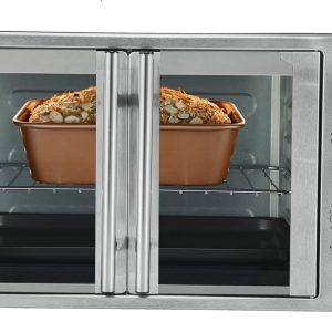 Courant French Door Convection Toaster Oven & Broiler, Bake Broil Toast Oven, Fits 9x13’’ Aluminum Baking Pan, 6-Slices, 10’’ Pizza, Convection Oven - Stainless Steel