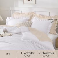 Andency Comforter Full Size Set White, 3 Pieces Ruffle Farmhouse Shabby Chic Gift Full Comforter Set, Soft Lightweight Fluffy All Season Room Decor Bed Set for Girls Women Teens Daughter - Image 5