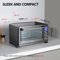 TOSHIBA AC25CEW-BS Large 6-Slice Convection Toaster Oven Countertop, 10-In-One with Toast, Pizza and Rotisserie, 1500W, Black Stainless Steel, Includes 6 Accessories - Image 6