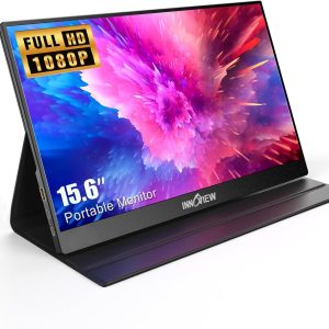 InnoView Portable Monitor, 15.6 Inch FHD 1080P HDMI USB C Second External Monitor for Laptop, Desktop, MacBook, Phones, Tablet, PS5/4, Xbox, Switch, Built-in Speaker with Protective Case