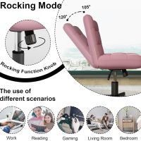 Criss Cross Chair with Wheels, Pink Armless Legged Office Desk Chair Wide Seat, Leather Comfortable Adjustable Swivel Computer Task Vanity Chairs for Home Office - Image 7