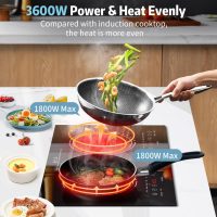 2 Burner Electric Cooktop - 24 Inch Built-in & Countertop Electric Stove Top, 110V-120V Double Burner Ceramic Cooktop Portable with Safety Lock, Timer, Sensor Touch Control, 110V Plug in - Image 7