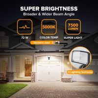 LUTEC 72W 7500LM LED Security Lights Motion Sensor Light Outdoor, 5000K Daylight, IP65 Waterproof, Dusk to Dawn, 3-Head Motion Detected Flood Light for Garage, Yard, Porch(Black) - Image 2