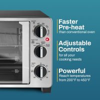 Elite Gourmet ETO2530M Double French Door Countertop Toaster Oven, Bake, Broil, Toast, Keep Warm, Fits 12" pizza, 25L capacity, Stainless Steel & Black - Image 3