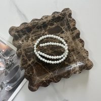 Vintage Natural Marble Tray Small Ornaments Scalloped Tray Handmade Storage Dish for Counter, Vanity, Dresser, Nightstand and Desk (Coffee Net) - Image 6