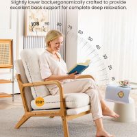 Mid Century Modern Accent Chairs for Living Room, 23” Wide Comfy Chair for Bedroom, Small Cozy Sherpa Reading Chairs for Adults, 108° Lounge Arm Chair with Detachable Cover, 5.5" Foam Cushion - Image 4