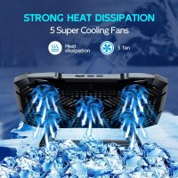 Laptop Cooling Pad Laptop Cooler Stand, Laptop Fan Cooling Pad for 12-15.6 Inch Laptop Notebooks, 5 Quiet Fans, 5 Angle Adjustable Laptop Cooling Stand (Black) - Image 3