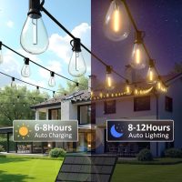 luckystyle 50FT Solar String Lights Outdoor Waterproof with 18+1 LED Bulbs Long Last for 20+Hrs, Commercial Grade Shatterproof USB Patio Solar Powered Lights for Camping，Backyard, Garden, Porch Decor - Image 5
