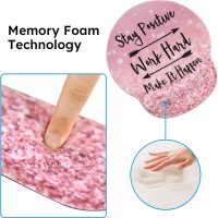 iCasso Mouse Pad,Large Pink Desk Mat Set, 4in1 XXL Mousepad + Keyboard Wrist Rest+Mouse Wrist Rest+Coaster with Ergonomic Desk Pad for Home Office Table Computer Cover -Pink Stay Positive - Image 8