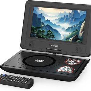 11.5" Portable DVD Player with 9.5" Swivel Screen, 5-Hours Rechargeable Battery,Car DVD Player for Kids,Support CD/DVD/SD Card/USB,Regions Free,Dual Speakers,Black