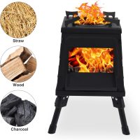 Lineslife Wood Burning Camp Stove, Portable Cast Iron Camping Wood Stove, Black Woodstove with Carrying Case for Backpacking Outdoor Cooking - Image 6