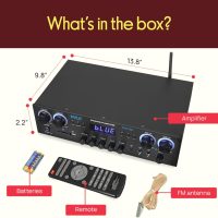 Pyle Bluetooth Home Audio Theater Amplifier Stereo Receiver- 4 Channel, 800 Watt Sound System w/ MP3,USB,SD,AUX,RCA,FM,MIC, Headphone, Reverb Delay, LED Vol, for Home/Studio/Theater Speakers- PDA77BU - Image 7