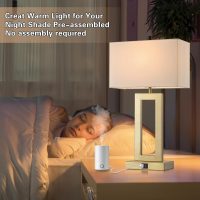 Gold Table Lamps Set of 2 with Dual USB Ports,3-Way Dimmable Touch Control Bedside Lamps,22inch Tall Modern Bedroom Table Lamp for Living Room,Nightstand LED Bulbs Included - Image 6
