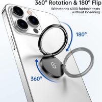 Syncwire Cell Phone Ring Holder Stand, 360 Degree Rotation Finger Ring Kickstand Polished Metal Phone Grip for Magnetic Car Mount - Image 3