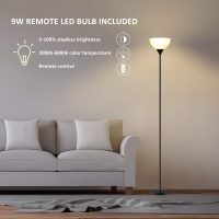 PESRAE Floor Lamp, Remote Control with Stpeless Color Temperatures and Brightness, Torchiere lamp for Bedroom, Living Room, Bulb Included (Matte Black) - Image 3