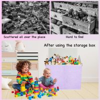 Large Toy Box Storage Organizer with Lid, House Shape Oxford Fabric Collapsible Sturdy Toy Chest Bins Baskets (Purple) - Image 5