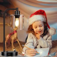 Set of 2 Industrial Table Lamps with USB Port, Fully Stepless Dimmable Bedside Lamps for Bedrooms, Nightstand Desk Lamp with Clear Glass Shade for Reading Living Room Office 2 LED Bulb Included - Image 8